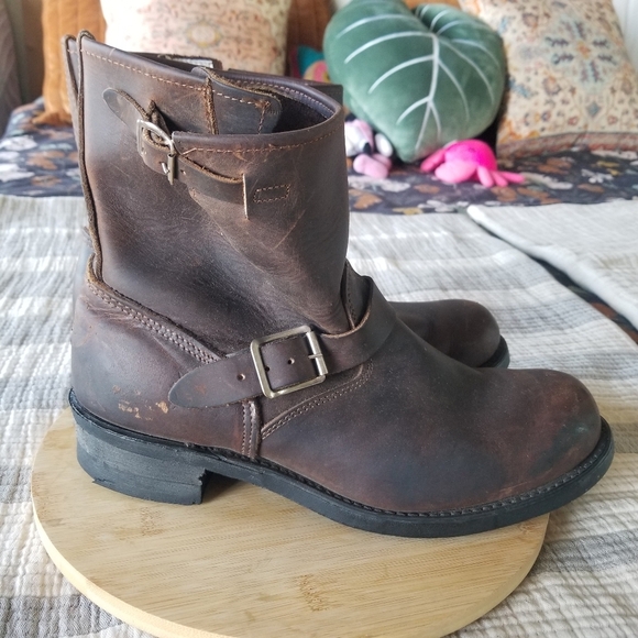 FryeEngineer Moto Brown Leather Boots